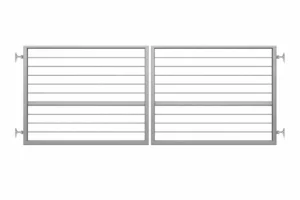 Alternative view of Kétszárnyú kapu egyedi méretre készítve vízszintes pálcás