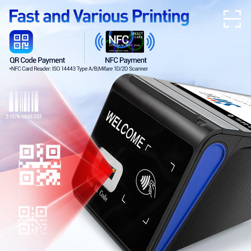 FYJ F1-88 Android 12 POS Terminál – 8” Érintőkijelző, NFC, QR és Vonalkód Olvasó, Beépített 80mm Nyomtató - Image 3